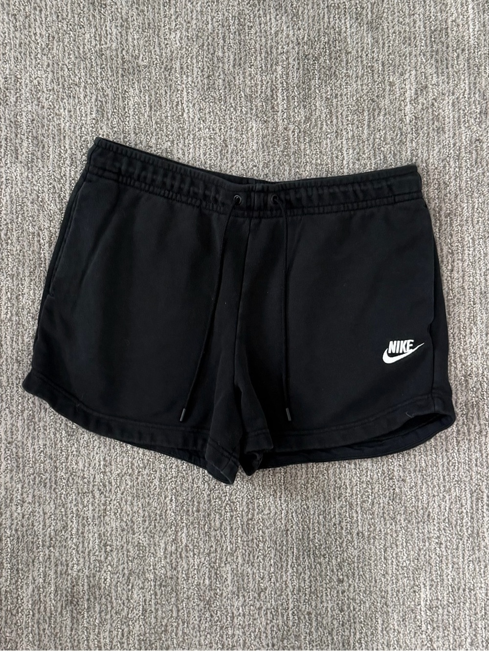 Nike Black Athletic Shorts with White Swoosh Logo - Picture 2 of 4